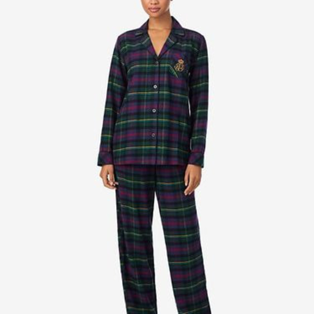 Lauren Ralph Lauren Women's Long Sleeves Notch Collar Pajama Set